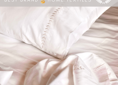 Bed linens - Sheet Set - White Embroidered 600 Thread Counts Flat Sheet and Fitted Sheet + 2 Pillowcases 50*75 CM (FLAGSHIP) - VIDDA ROYALLE