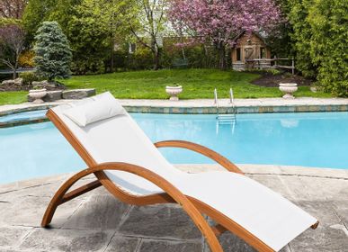 Deck chairs - Transat bain de soleil Blanc en Bois de Pin - AOSOM BUSINESS