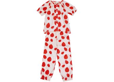 Homewear textile - Pyjama kids en coton bio - Pink strawberry - HOLI AND LOVE