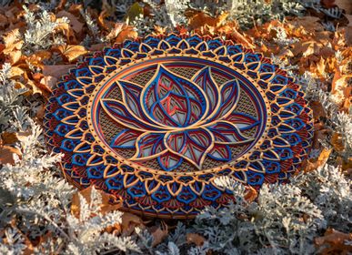 Autres décorations murales - Mandala fleur de lotus, tenture murale en bois - BHDECOR