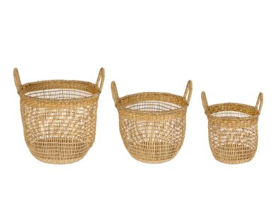 Caskets and boxes - SET 3 SEAGRASS BASKETS Ø35X30/37 AX22212 - ANDREA HOUSE