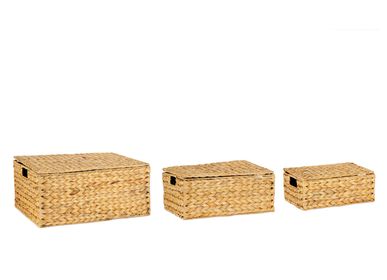 Caskets and boxes - SET 3 WATER HYACINTH BOXES 46X21X36 AX22214 - ANDREA HOUSE