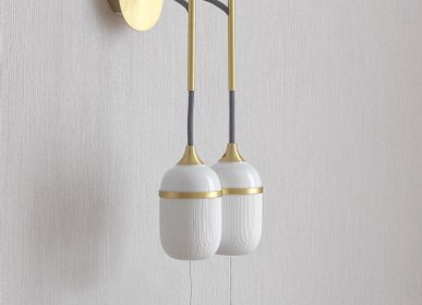 Wall lamps - Pendant wall lamp Duo Grand Fleur de Kaolin  - DESIGNHEURE