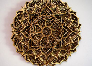 Autres décorations murales - Mandala en bois, décoration d'appartement - BHDECOR