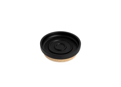 Soap dishes - Black polyresin and ash wood soap dish Ø11,5x3 cm BA22091  - ANDREA HOUSE