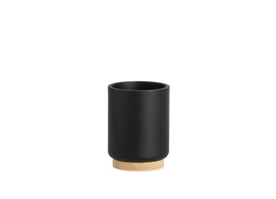 Installation accessories - POLYRESINE ASH WOOD TOOTHBRUSH HOLDER Ø7.5X9.5 BA22093 - ANDREA HOUSE