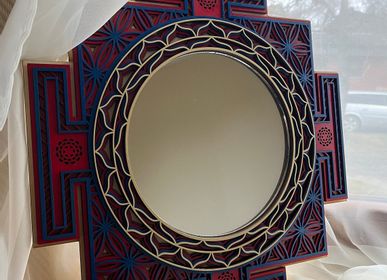 Mirrors - Sri Yantra Mirror Mandala, Sacred Geometry, Wood Wall Decor - BHDECOR