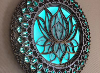 Autres décorations murales - Mandala floral à LED brillant, décoration murale avec lumière d'ambiance - BHDECOR