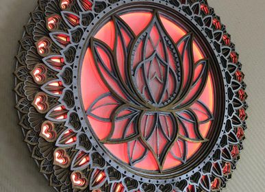 Autres objets connectés  - Mandala lumineux de fleur de lotus à LED, décoration murale d'ambiance, décoration d'appartement - BHDECOR