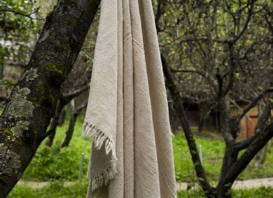 Fabric cushions - Throw THONGSA WHITE - BHUTAN TEXTILES