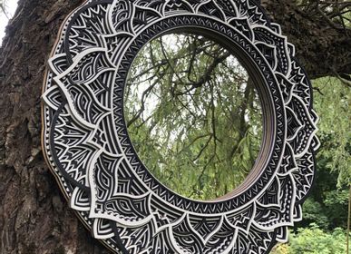 Miroirs - Miroir mural Art Déco, miroir avec cadre en bois - BHDECOR
