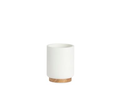 Installation accessories - WHITE POLYRESINE/BAMBOO TOOTHBRUSH HOLDER Ø7X11 BA22153 - ANDREA HOUSE