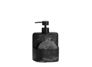 Kitchen utensils - BLACK POLYRESINE MARBLE EFFECT  SOAP DISPENSER  WITH SCRUBBER 12X9.5X17.5 CC22186 - ANDREA HOUSE