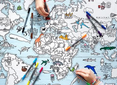 Children's arts and crafts - colour & learn world map tablecloth - EATSLEEPDOODLE