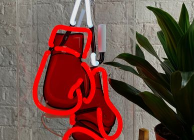 Objets de décoration - 'Boxing' Grande boîte acrylique néon - Gants de boxe avec graphisme - LOCOMOCEAN