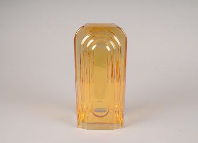 Vases - Ochre glass vase 12.5x10.5cm H27.5cm - LE COMPTOIR.COM