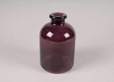 Objets de décoration - Vase bouteille en verre violet D11cm H17cm - LE COMPTOIR.COM