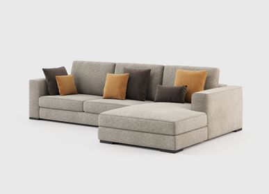 Sofas - Grey Sofa with Chaise Longue - LASKASAS