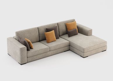 Sofas - Grey Sofa with Chaise Longue - LASKASAS