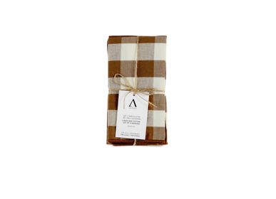 Table cloths - Set of 2 placemats in cotton/linen gingham brown 35x50 cm MS22042  - ANDREA HOUSE
