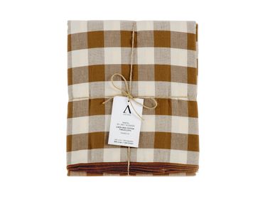 Table cloths - Cotton Linen Tablecloth 140 x 240 cm Vichy Brown MS22045  - ANDREA HOUSE