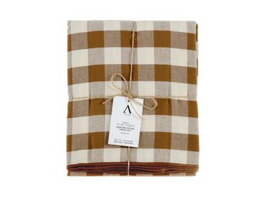 Table cloths - Vichy brown cotton/linen tablecloth 140x240 cm MS22046 - ANDREA HOUSE