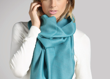 Scarves - Shawl Baby Alpaca & Silk -Double Sided. Natural certified fiber. Luxury and sustainable - PUEBLO