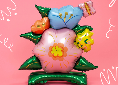 Décorations florales - Ballon en Mylar debout Fleurs, 81.5x87cm, mélange - PARTYDECO