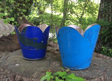 Floral decoration - PLANT POT AND GARDEN ACCESSORIES MADE OF RECYCLED METAL - PASSERAILES