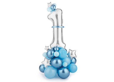 Cadeaux - Bouquet de ballons - Chiffre ''1'', bleu, Bouquet de ballons - Chiffre ''1'', rose, - PARTYDECO