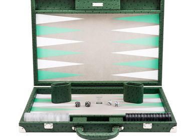Gifts - Backgammon Set Green - Ostrich Vegan Leather - Large - VIDO BACKGAMMON