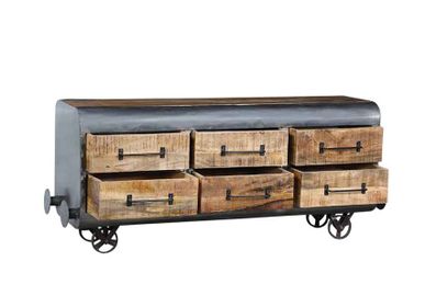 Design objects - Chest of Drawers Locomotive Wood and Metal - GRAND DÉCOR