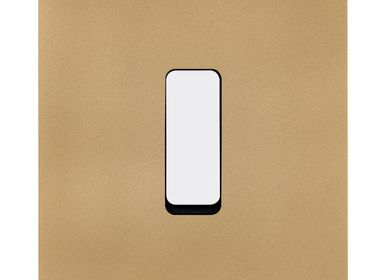 Decorative objects - Flat Button M in White on Sandblasted Brass Single Plate - MODELEC