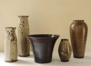 Vases - Group of brown vases, double glazes - CHRISTIANE PERROCHON