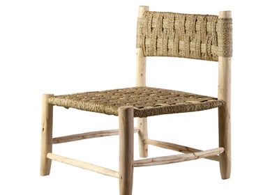 Lawn armchairs - Handcrafted chair in wood with  braided palm fiber seat - LA MAISON DE LILO
