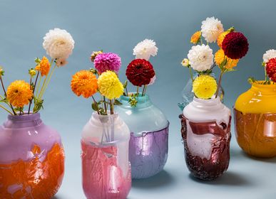 Objets design - Vase récupéré, taille moyenne, menthe et rouge - DAVID VALNER STUDIO