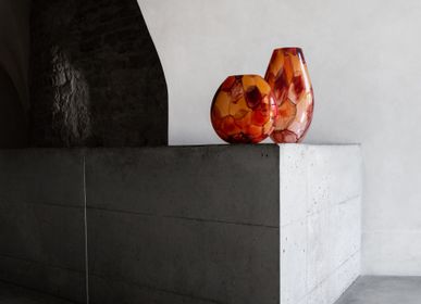Verre d'art - Vase Aquarelle, forme ronde, gris - DAVID VALNER STUDIO