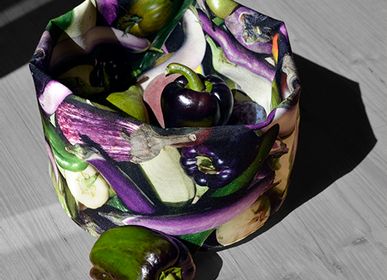 Homewear - Fabric basket printed Eggplant - MARON BOUILLIE
