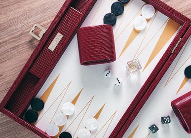 Leather goods - Backgammon Set Red - Lizard Vegan Leather - Medium - VIDO BACKGAMMON