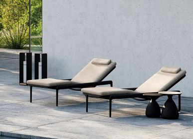 Lawn sofas   - Sun Lounger teak - aluminium - textiles Flex - MANUTTI