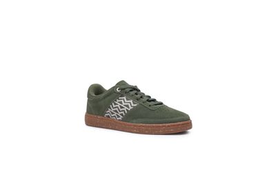 Shoes - Khaki “Saigon” suede sneaker with recycled brown sole - N'GO SHOES