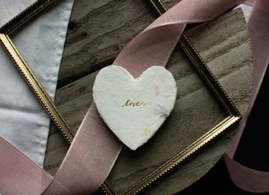 Stationery - Petite Foiled Heart Handmade Paper Letterpress Enclosure - OBLATION PAPERS AND PRESS
