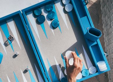 Petite maroquinerie - Backgammon Bleu Azur - Cuir Vegan Lézard - Large - VIDO BACKGAMMON