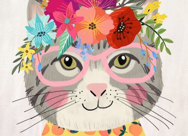 Tapis design - Tapis enfant / Librarian Kitty / Animal Friends Collection - HUEPPI