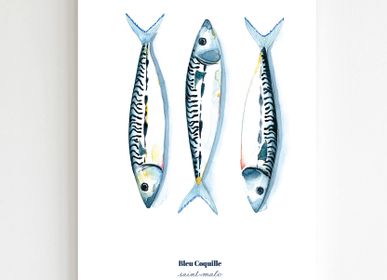 Poster - Poster 30 x 40 cm - Mackerels - BLEU COQUILLE