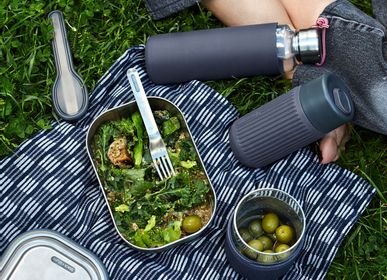 Outdoor decorative accessories - Stainless Steel Lunch Box 600ML -1L - BLACK + BLUM