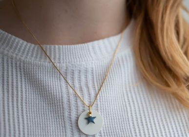 Bijoux - Collier Olfactif "Etoile" en céramique de Limoges à parfumer - O BY !OSMOTIK