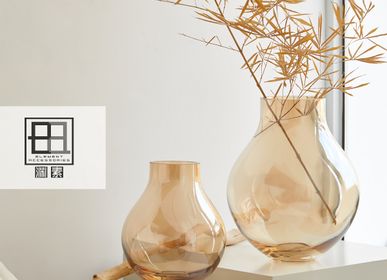 Vases - modern classic luxury glass vases, electroplated 9mm, transparent or light blue - ELEMENT ACCESSORIES