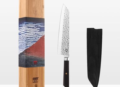 Couteaux - Kiritsuke KOTAI (couteau de chef) martelé - avec saya et boîte en bambou - lame 210 mmCouteaux - KOTAI
