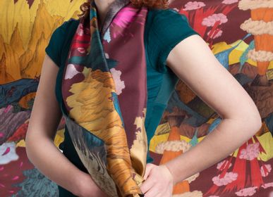 Scarves - Silk twill scarves, “Volcans” collection plum sky - two sizes - artist's scarf - CÉLINE DOMINIAK